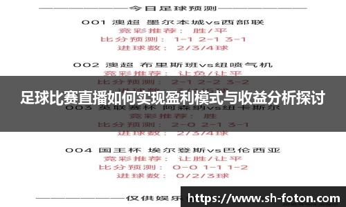 足球比赛直播如何实现盈利模式与收益分析探讨